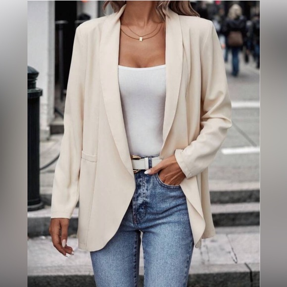 Cream Shawl Collar Blazer - Picture 1 of 9